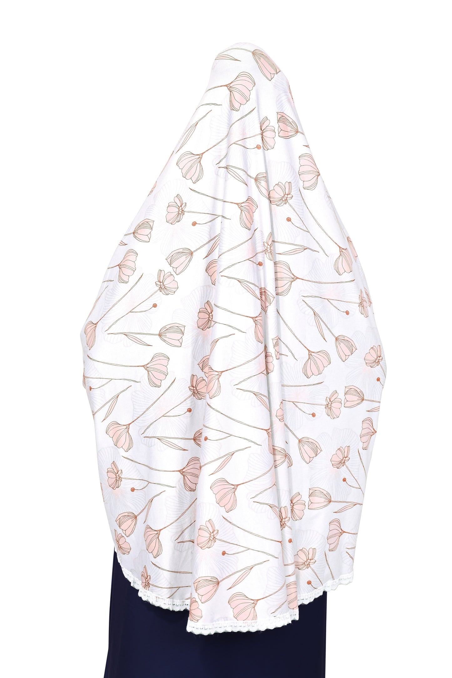 White & Peach Khimar
