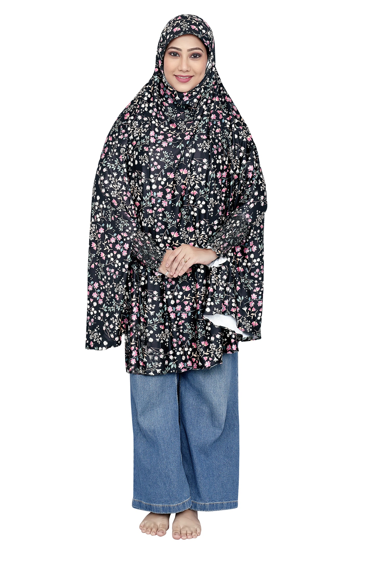 Khimar - Black Floral (small print)