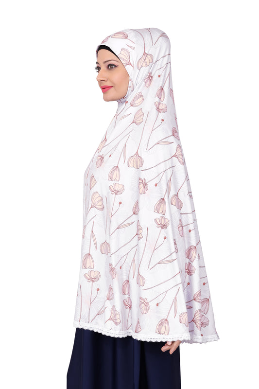 White & Peach Khimar