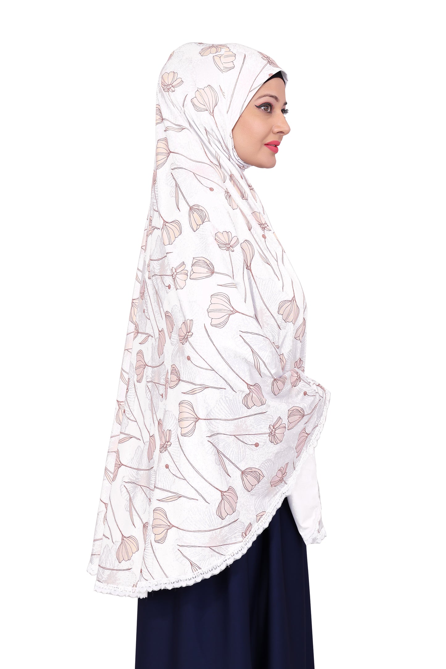 White & Peach Khimar