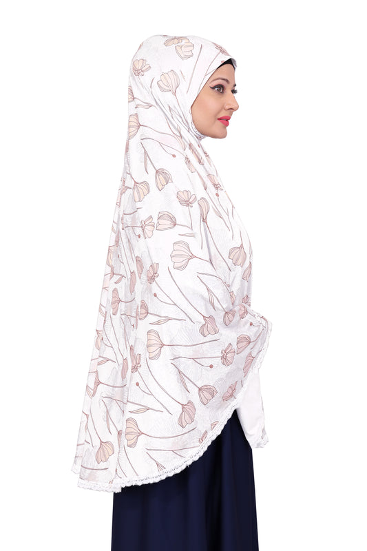 White & Peach Khimar