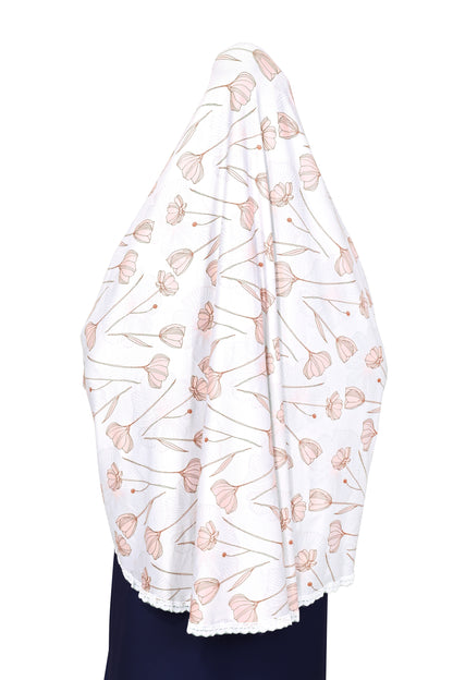 White & Peach Khimar