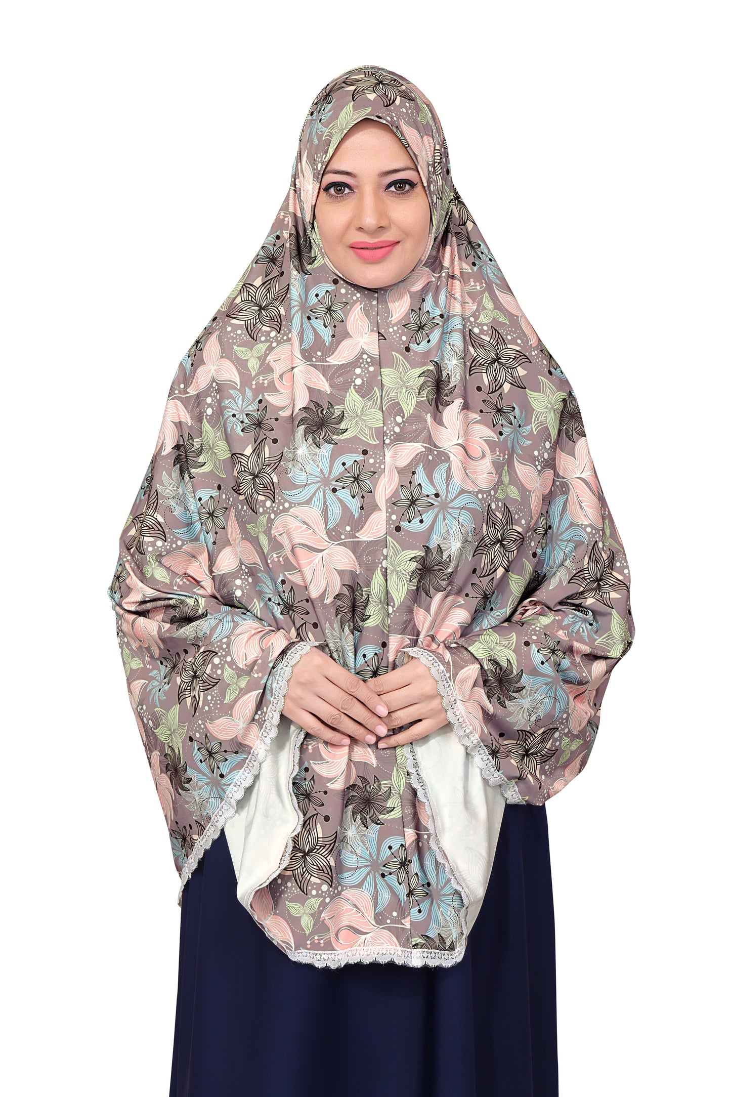 Brown Floral Khimar