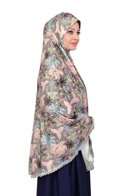 Brown Floral Khimar