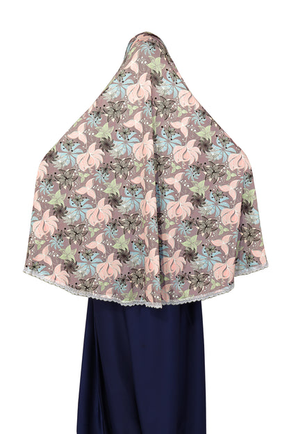 Brown Floral Khimar