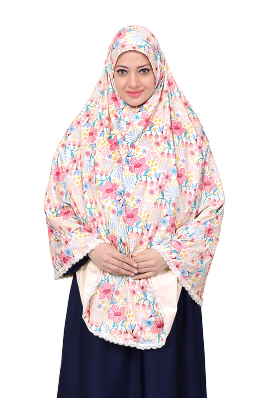 Pink Floral Dense Khimar