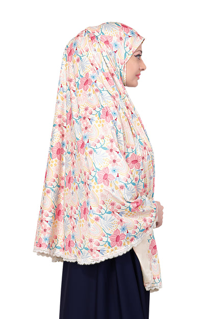 Pink Floral Dense Khimar