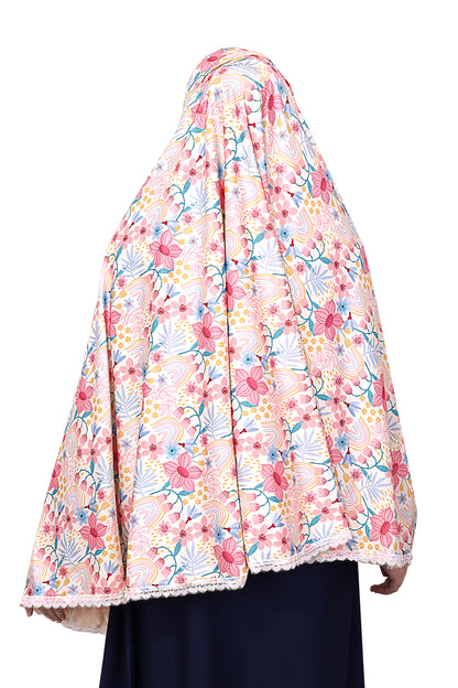 Pink Floral Dense Khimar