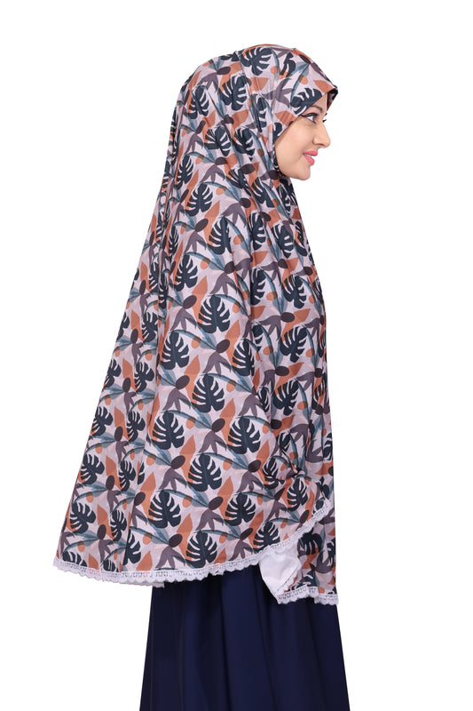 Navy Blue Leafy Khimar