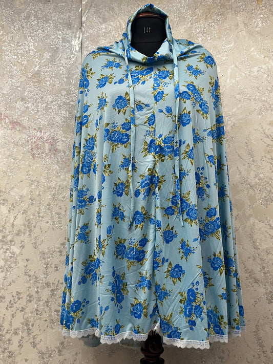Khimar - Indian Lycra (Blue floral)