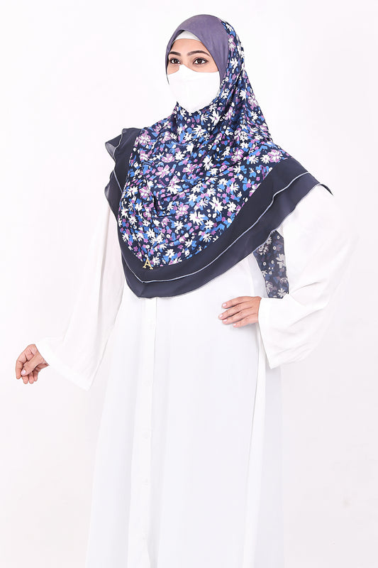 Malaysian Makhna (Dark Blue Floral)