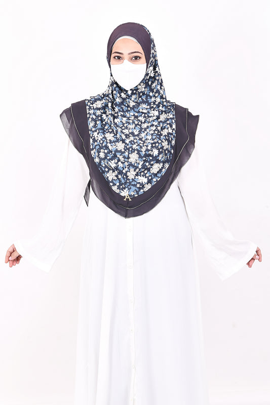 Malaysian Makhna (Navy Blue Floral)