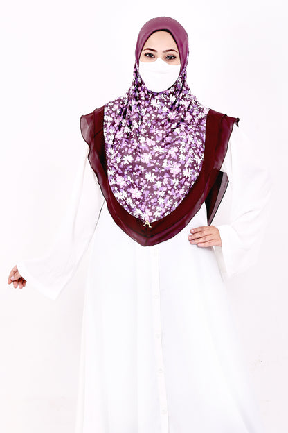 Malaysian Makhna (Purple Floral - Brown Border)