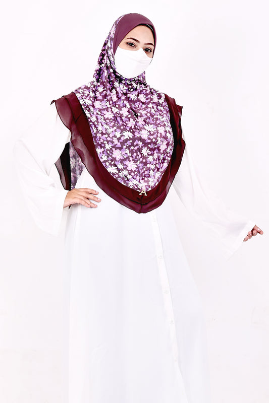 Malaysian Makhna (Purple Floral - Brown Border)