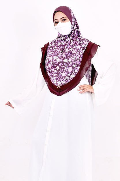 Malaysian Makhna (Purple Floral - Brown Border)