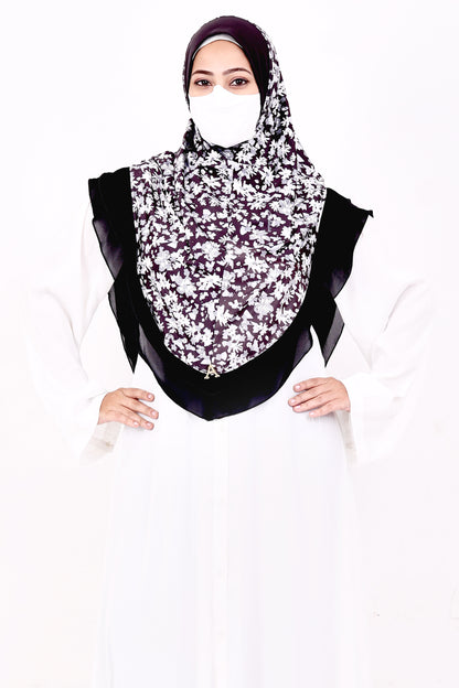 Malaysian Makhna (Black & White Floral - Black Border)
