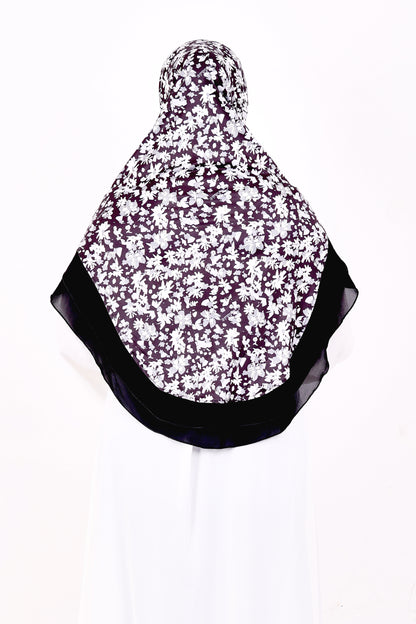 Malaysian Makhna (Black & White Floral - Black Border)