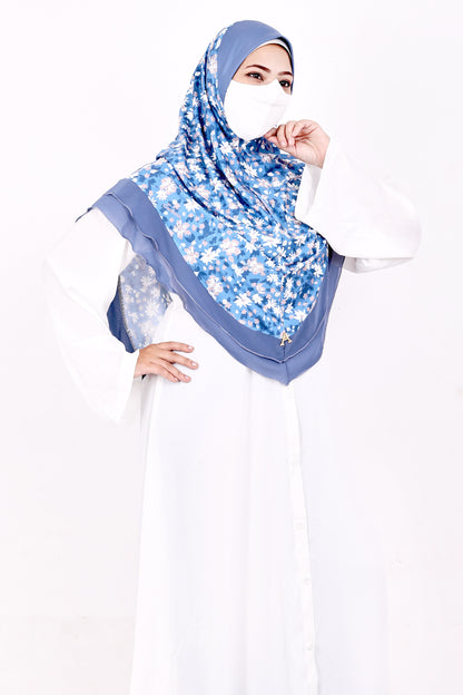 Malaysian Makhna (Blue & White Floral - Blue Border)