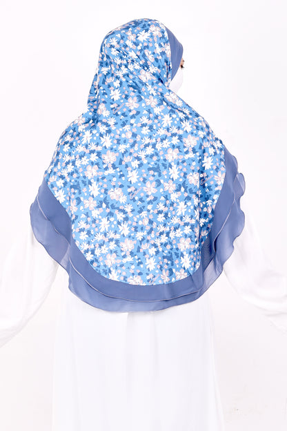 Malaysian Makhna (Blue & White Floral - Blue Border)