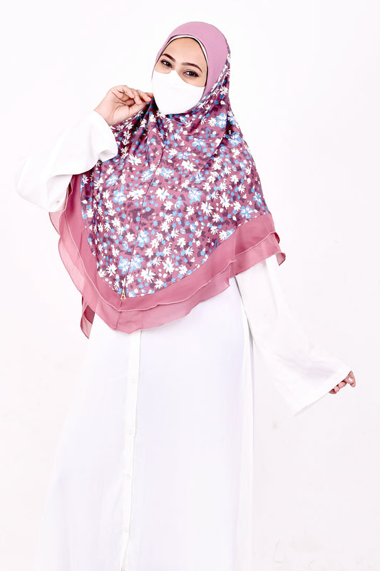 Malaysian Makhna (Pink & White Floral - Pink Border)