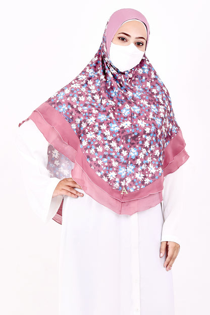 Malaysian Makhna (Pink & White Floral - Pink Border)