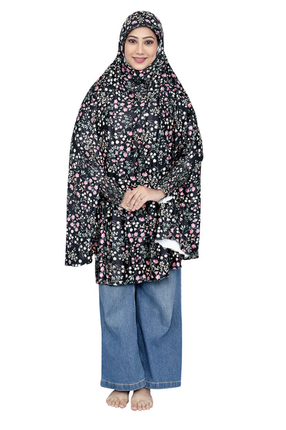 Khimar - Black Floral (small print)