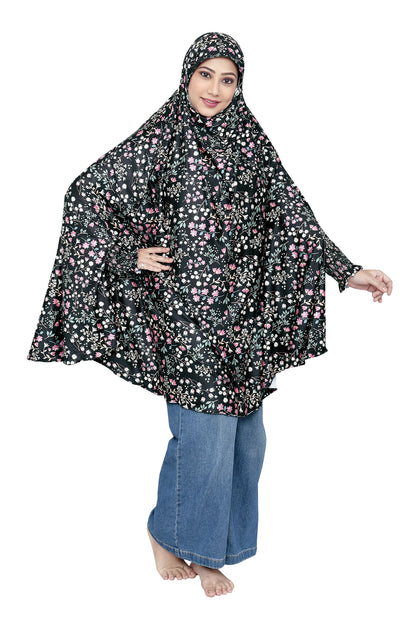 Khimar - Black Floral (small print)